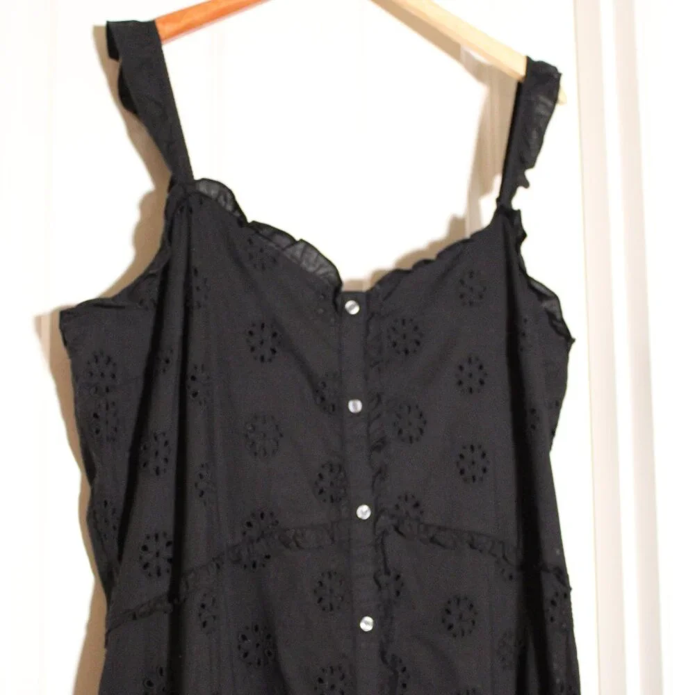 Black eyelet midi dress Gap Size XXL tall 2x plus size NWT - Picture 3 of 5